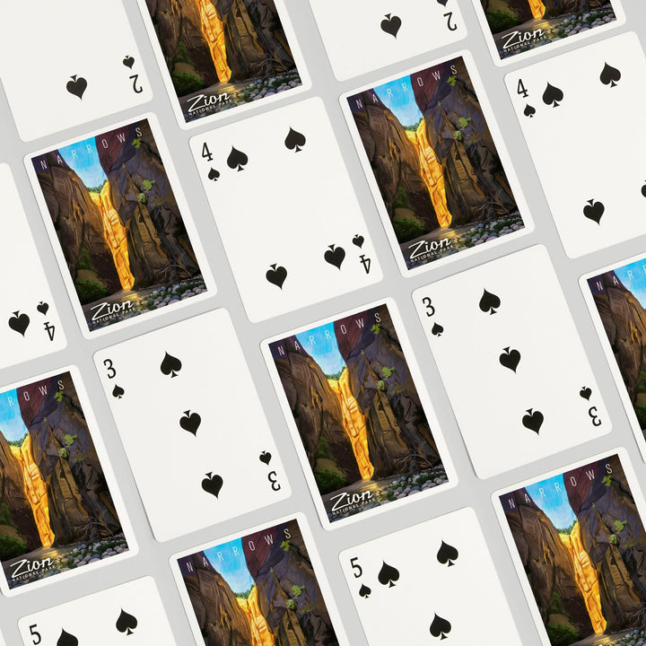 Playing Cards, Zion National Park, Utah, Narrows, Oil Painting, 52 Card Deck with Jokers in Box, Unique Art Cards Lantern Press 