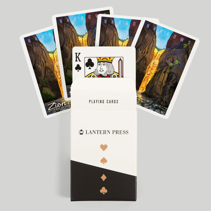 Playing Cards, Zion National Park, Utah, Narrows, Oil Painting, 52 Card Deck with Jokers in Box, Unique Art Cards Lantern Press 