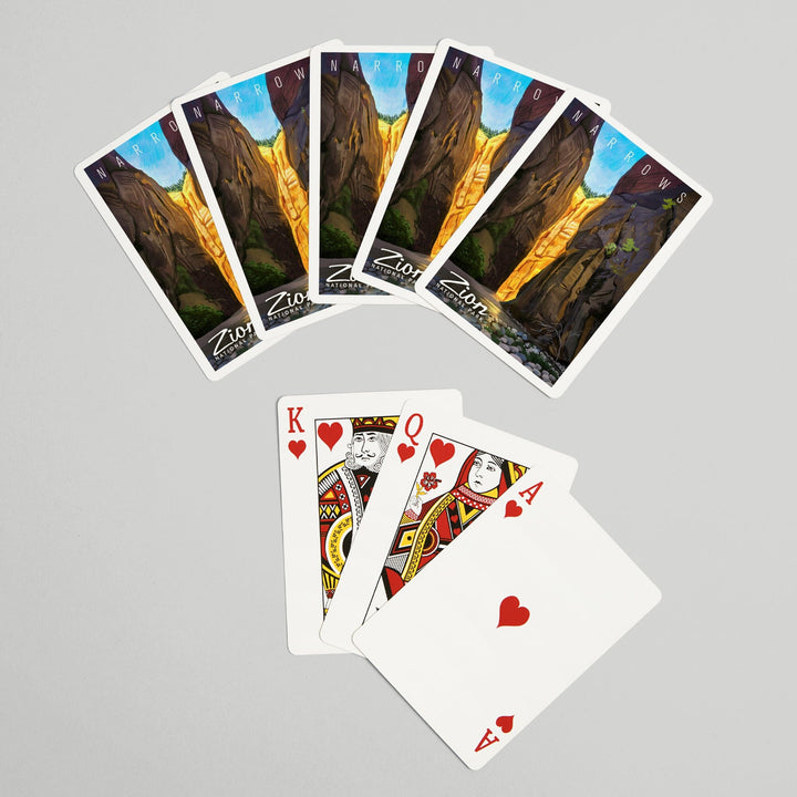 Playing Cards, Zion National Park, Utah, Narrows, Oil Painting, 52 Card Deck with Jokers in Box, Unique Art Cards Lantern Press 