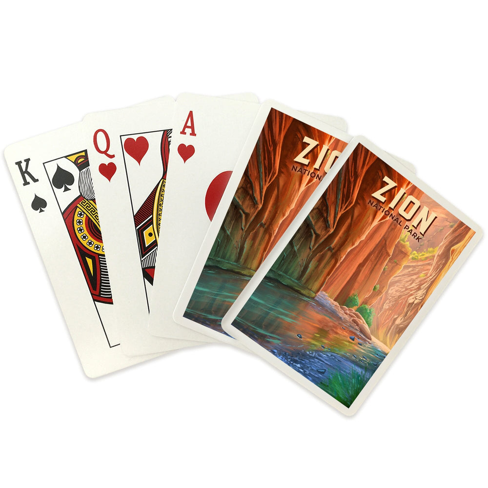 Playing Cards, Zion National Park, Utah, The Narrows, Oil Painting, 52 Card Deck with Jokers in Box, Unique Art Cards Lantern Press 