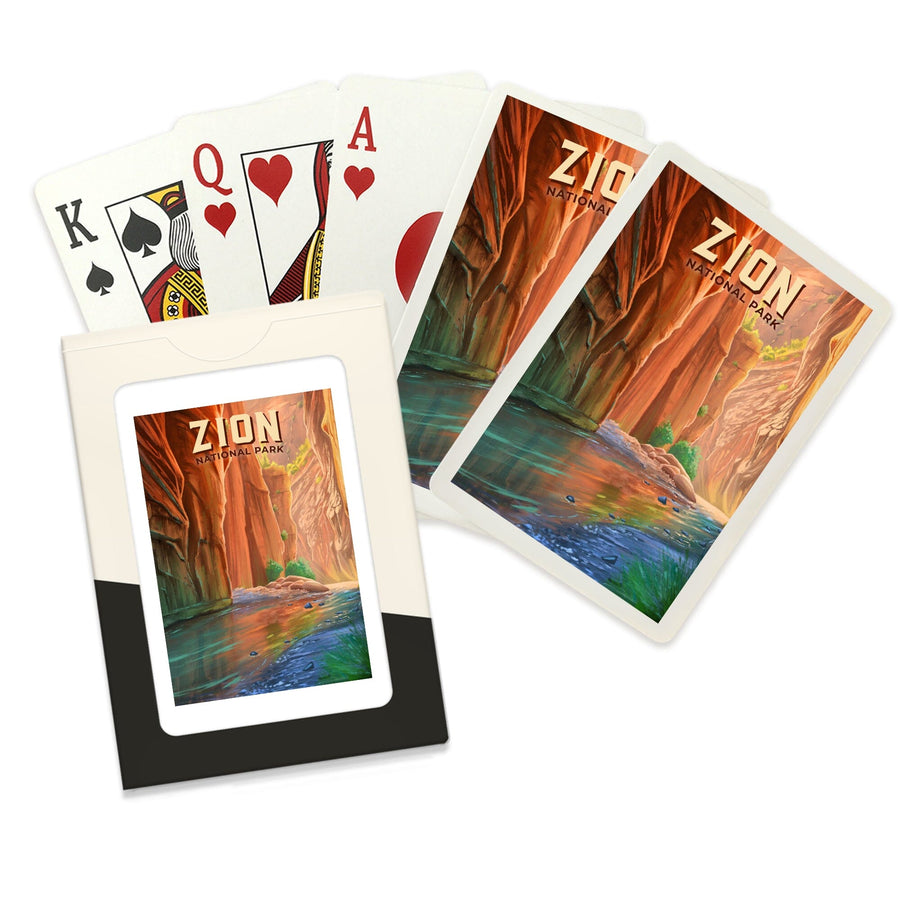 Playing Cards, Zion National Park, Utah, The Narrows, Oil Painting, 52 Card Deck with Jokers in Box, Unique Art Cards Lantern Press 