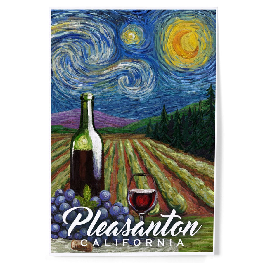 Pleasanton, California, Vineyard, Starry Night, Art & Giclee Prints Art Lantern Press 