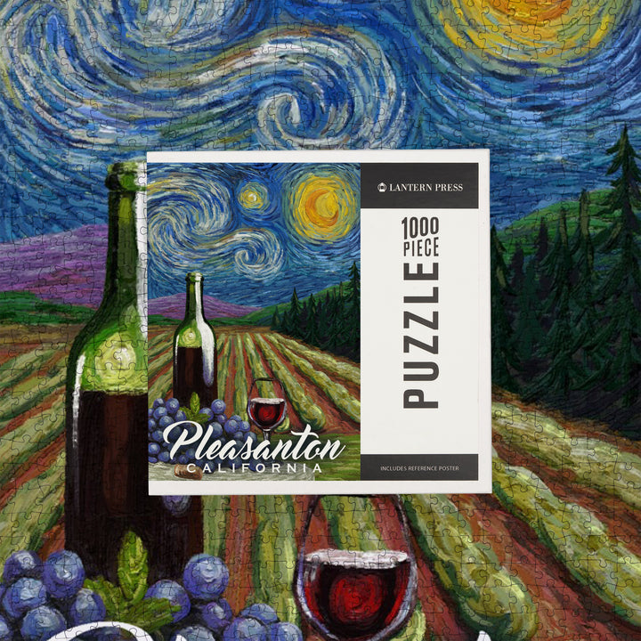 Pleasanton, California, Vineyard, Starry Night, Jigsaw Puzzle Puzzle Lantern Press 