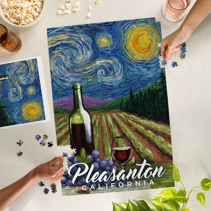 Pleasanton, California, Vineyard, Starry Night, Jigsaw Puzzle Puzzle Lantern Press 