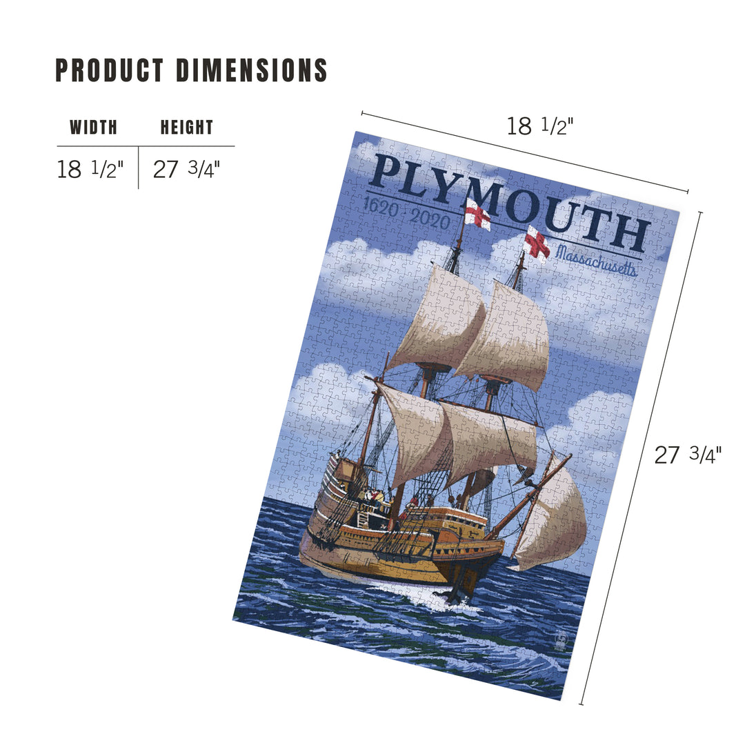 Plymouth, Massachusetts, 1620-2020, Mayflower, Jigsaw Puzzle Puzzle Lantern Press 