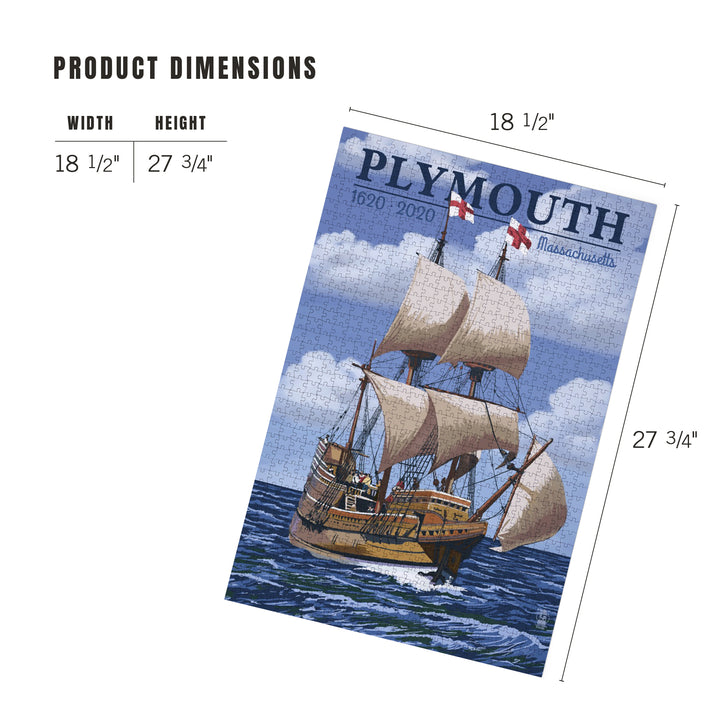 Plymouth, Massachusetts, 1620-2020, Mayflower, Jigsaw Puzzle Puzzle Lantern Press 