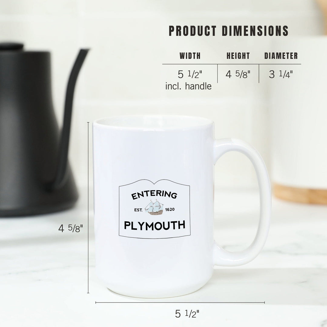 Plymouth, Massachusetts, Entering Plymouth, Weather Vane, Lantern Press Artwork, Ceramic Mug Mugs Lantern Press 