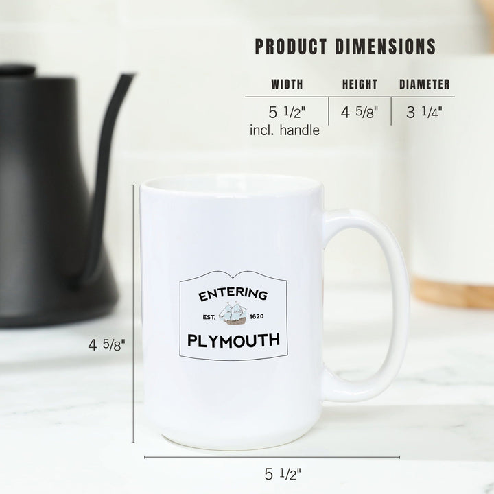Plymouth, Massachusetts, Entering Plymouth, Weather Vane, Lantern Press Artwork, Ceramic Mug Mugs Lantern Press 