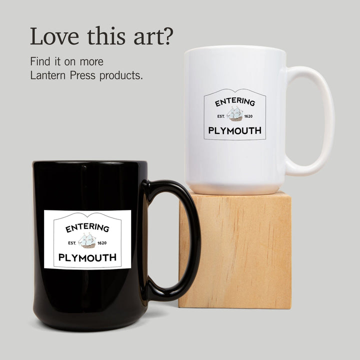 Plymouth, Massachusetts, Entering Plymouth, Weather Vane, Lantern Press Artwork, Ceramic Mug Mugs Lantern Press 