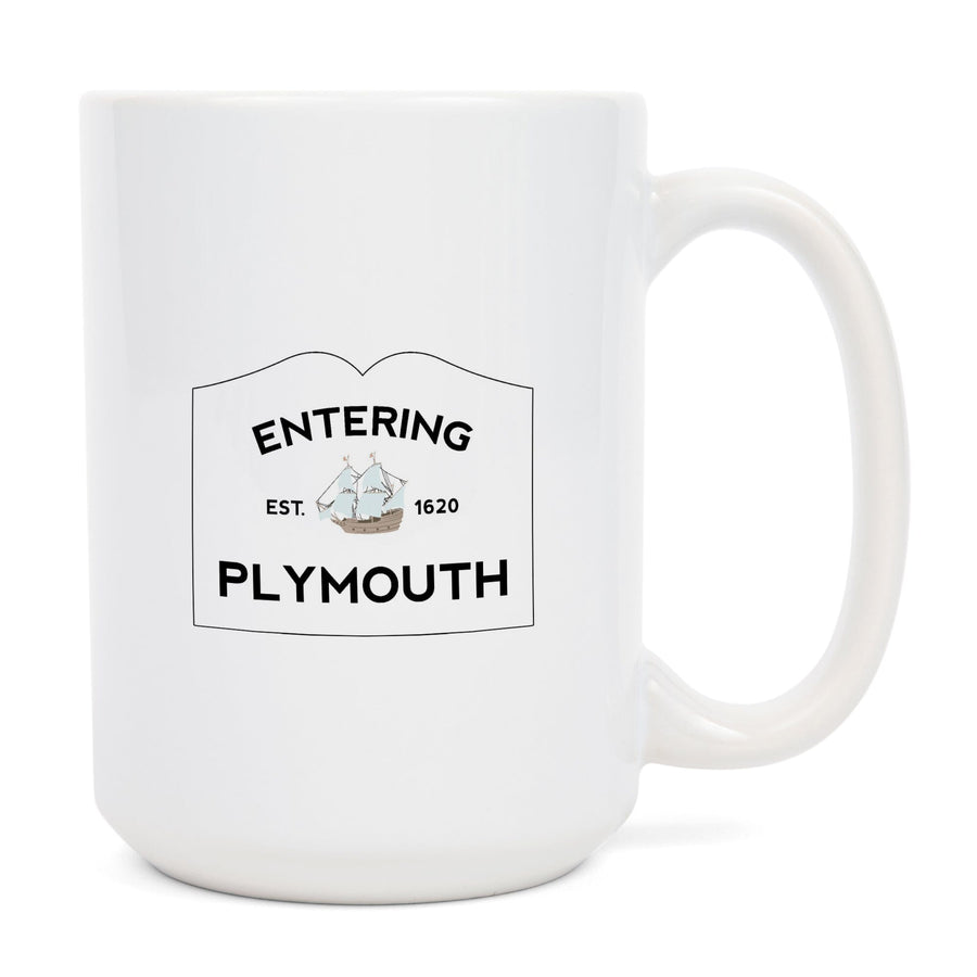 Plymouth, Massachusetts, Entering Plymouth, Weather Vane, Lantern Press Artwork, Ceramic Mug Mugs Lantern Press 