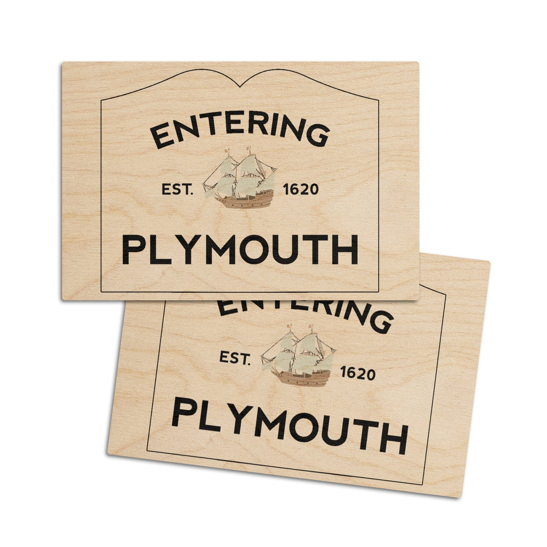 Plymouth, Massachusetts, Entering Plymouth, Weather Vane, Lantern Press Artwork, Wood Signs and Postcards Wood Lantern Press 4x6 Wood Postcard Set 