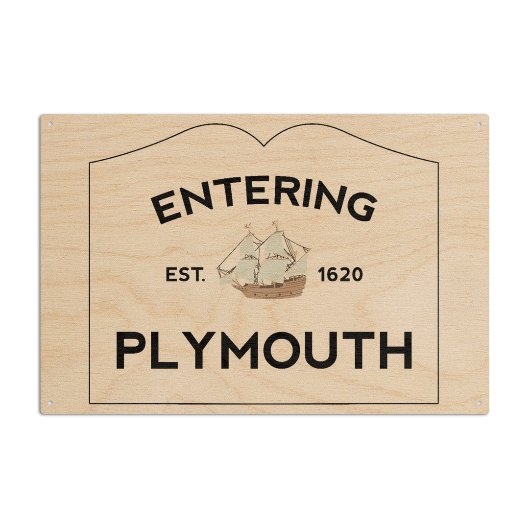 Plymouth, Massachusetts, Entering Plymouth, Weather Vane, Lantern Press Artwork, Wood Signs and Postcards Wood Lantern Press 6x9 Wood Sign 