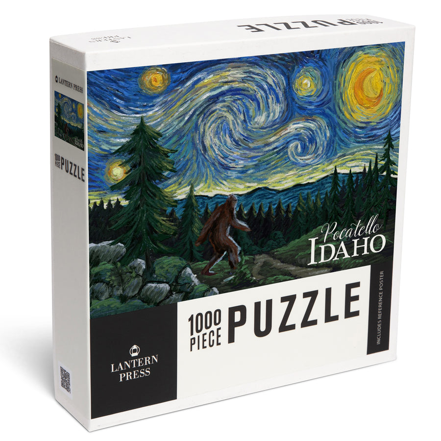 Pocatello, Idaho, Bigfoot, Starry Night, Jigsaw Puzzle Puzzle Lantern Press 
