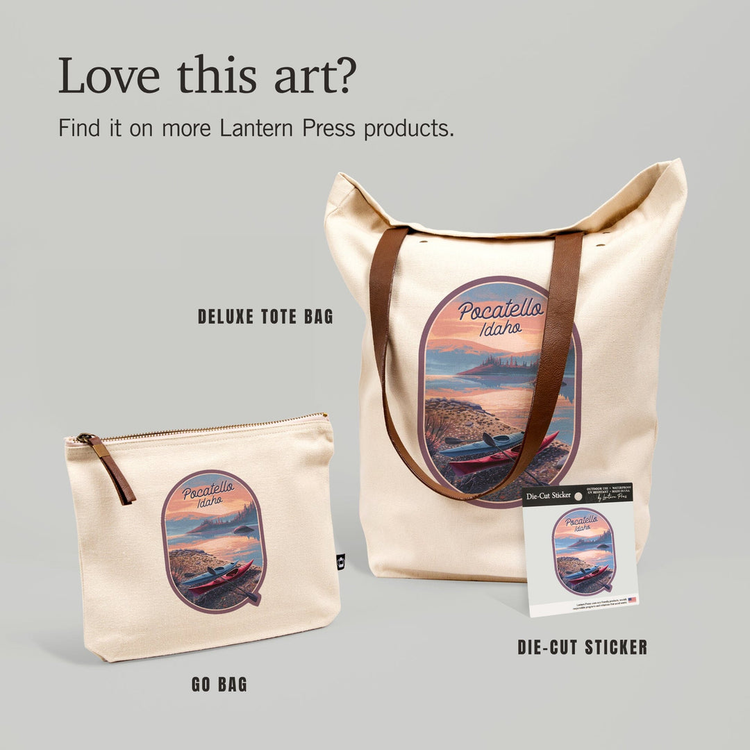 Pocatello, Idaho, Glassy Sunrise, Kayak, Contour, Vinyl Sticker Sticker Lantern Press 