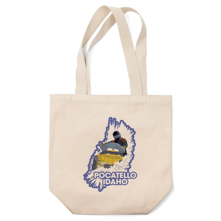 Pocatello, Idaho, Snowmobile Scene,, Tote Bag Totes Lantern Press 