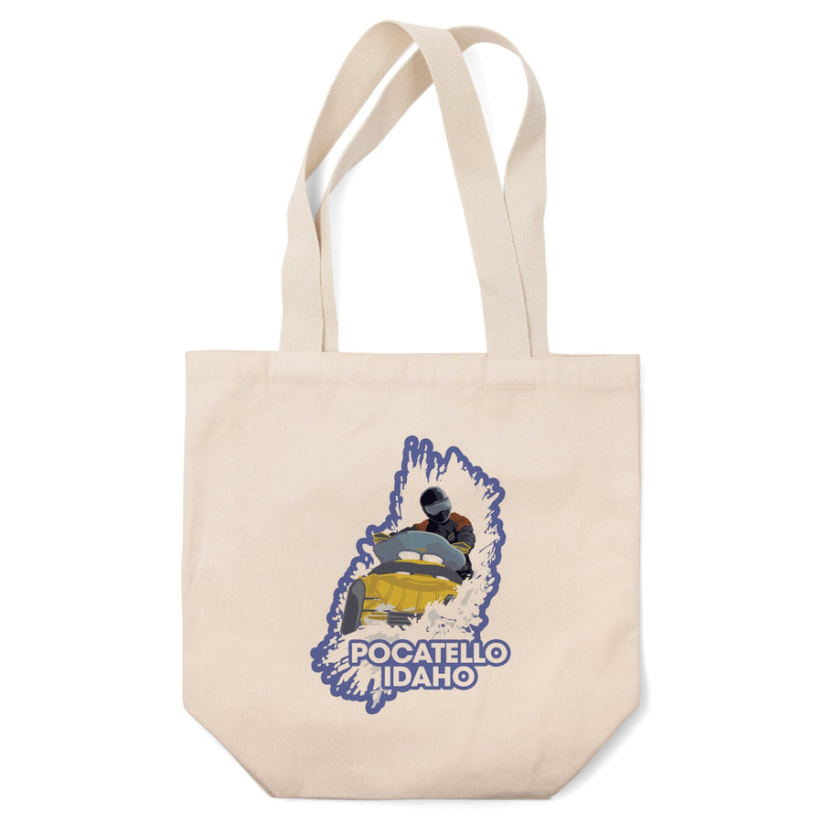 Pocatello, Idaho, Snowmobile Scene,, Tote Bag Totes Lantern Press 