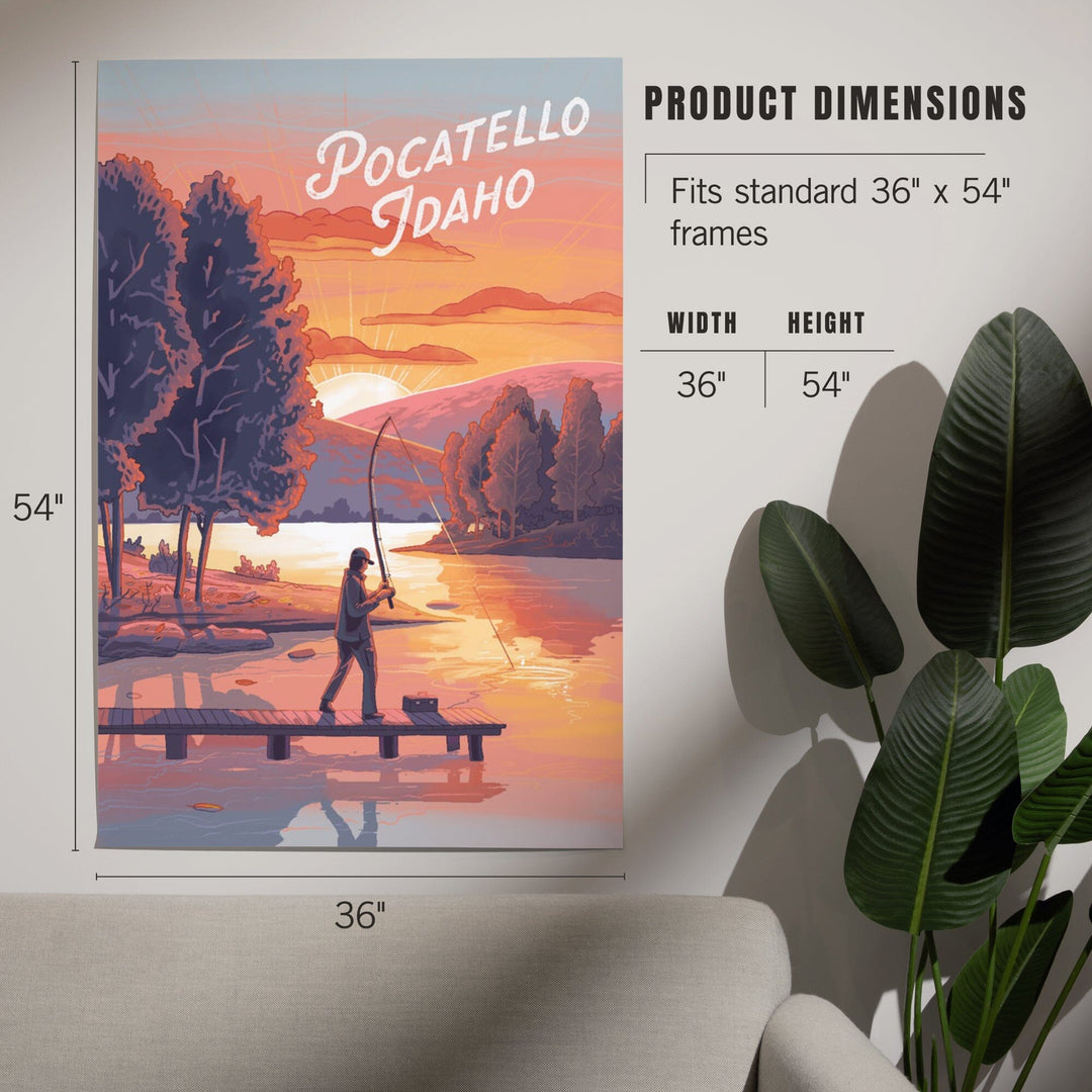 Pocatello, Idaho, This is Living, Fishing with Hills, Art & Giclee Prints Art Lantern Press 