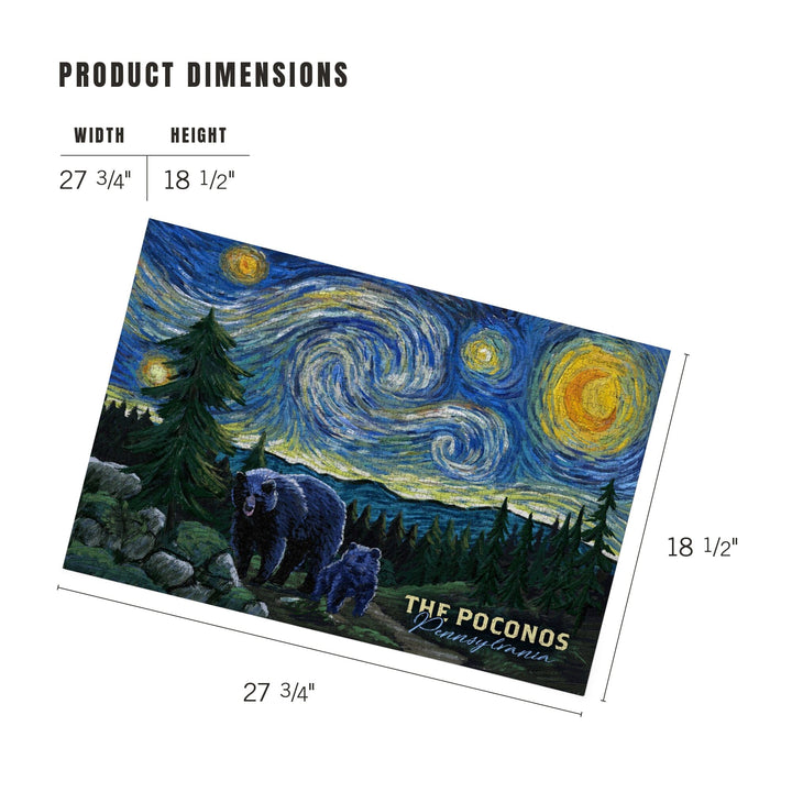 Poconos, Pennsylvania, Starry Night, Bear and Cub, Jigsaw Puzzle Puzzle Lantern Press 
