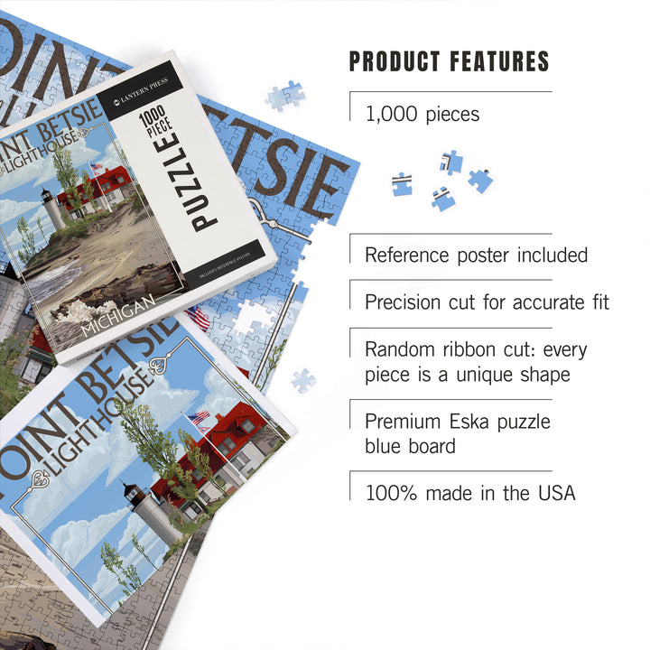 Point Betsie Lighthouse, Michigan, Jigsaw Puzzle Puzzle Lantern Press 