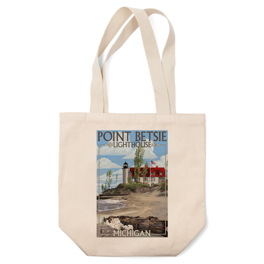 Point Betsie Lighthouse, Michigan, Lantern Press Artwork, Tote Bag Totes Lantern Press 