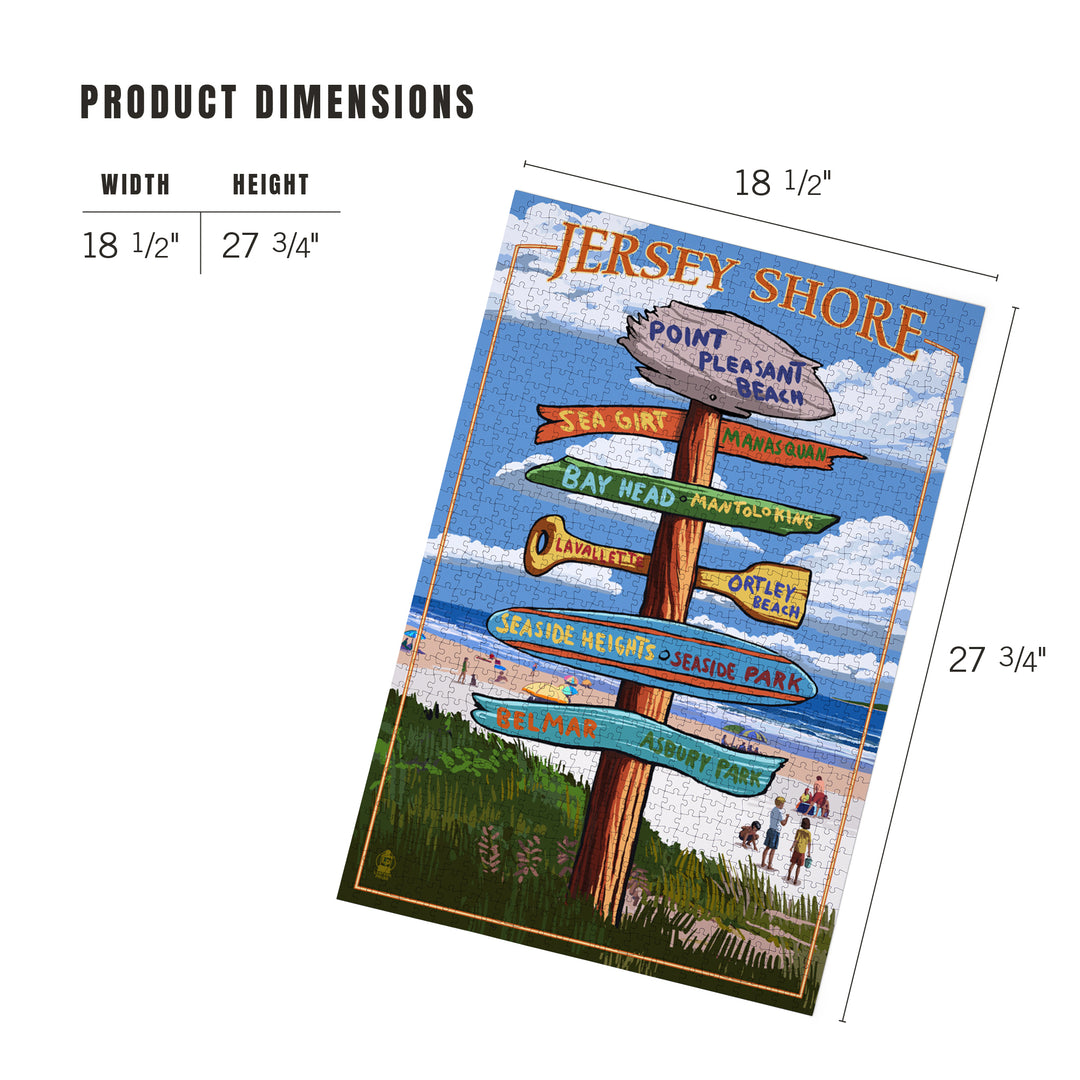 Point Pleasant Beach, New Jersey, Destinations Sign, Jigsaw Puzzle Puzzle Lantern Press 
