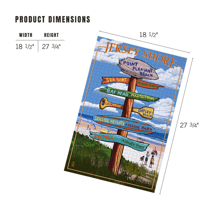 Point Pleasant Beach, New Jersey, Destinations Sign, Jigsaw Puzzle Puzzle Lantern Press 