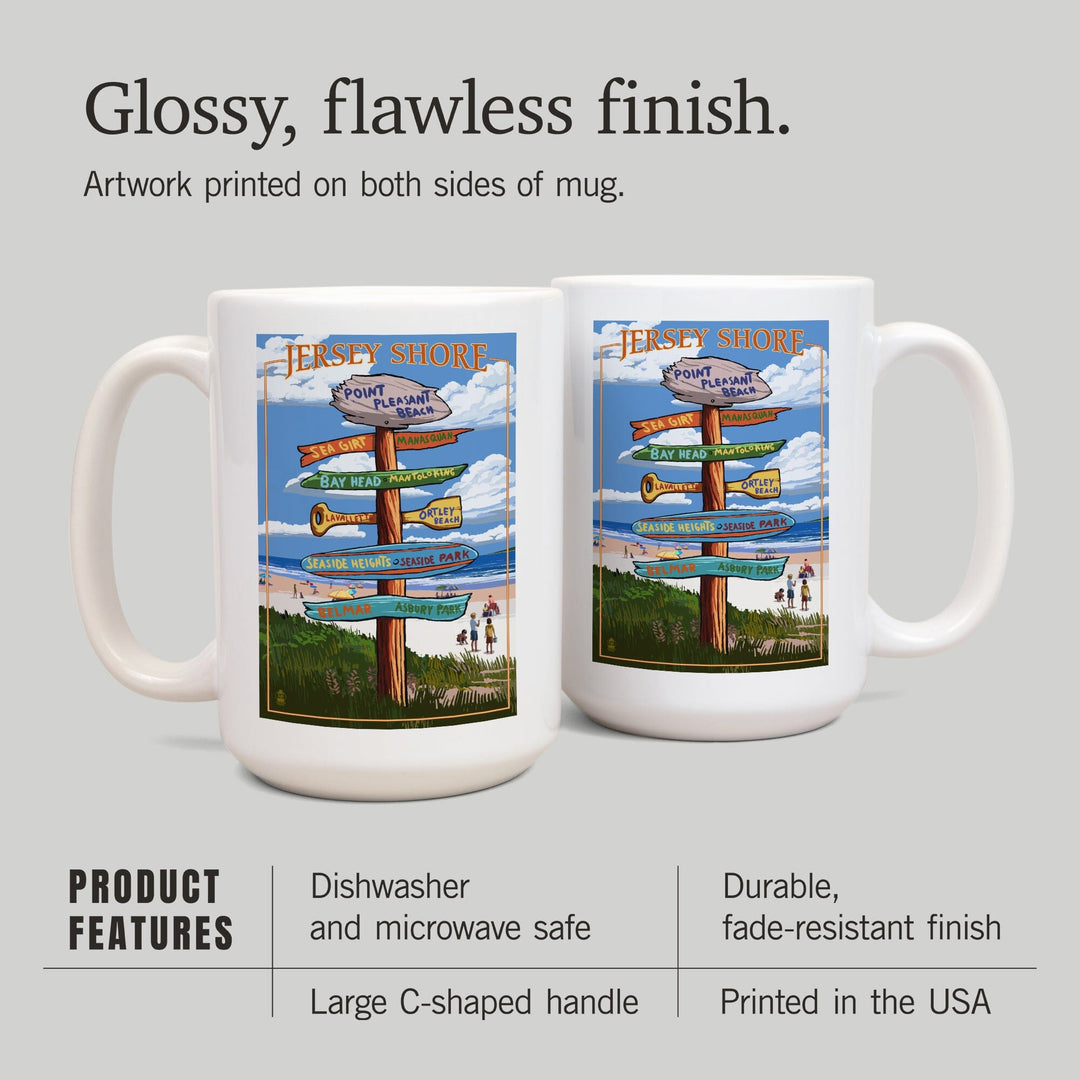 Point Pleasant Beach, New Jersey, Destinations Sign, Lantern Press Artwork, Ceramic Mug Mugs Lantern Press 