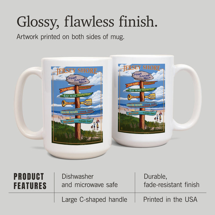 Point Pleasant Beach, New Jersey, Destinations Sign, Lantern Press Artwork, Ceramic Mug Mugs Lantern Press 
