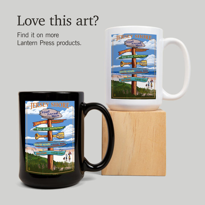 Point Pleasant Beach, New Jersey, Destinations Sign, Lantern Press Artwork, Ceramic Mug Mugs Lantern Press 