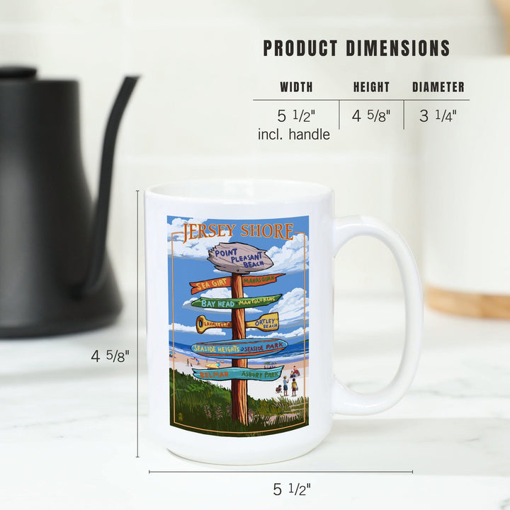 Point Pleasant Beach, New Jersey, Destinations Sign, Lantern Press Artwork, Ceramic Mug Mugs Lantern Press 