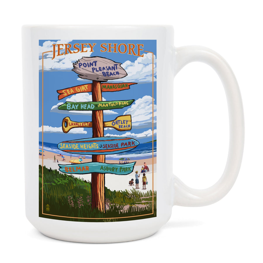 Point Pleasant Beach, New Jersey, Destinations Sign, Lantern Press Artwork, Ceramic Mug Mugs Lantern Press 