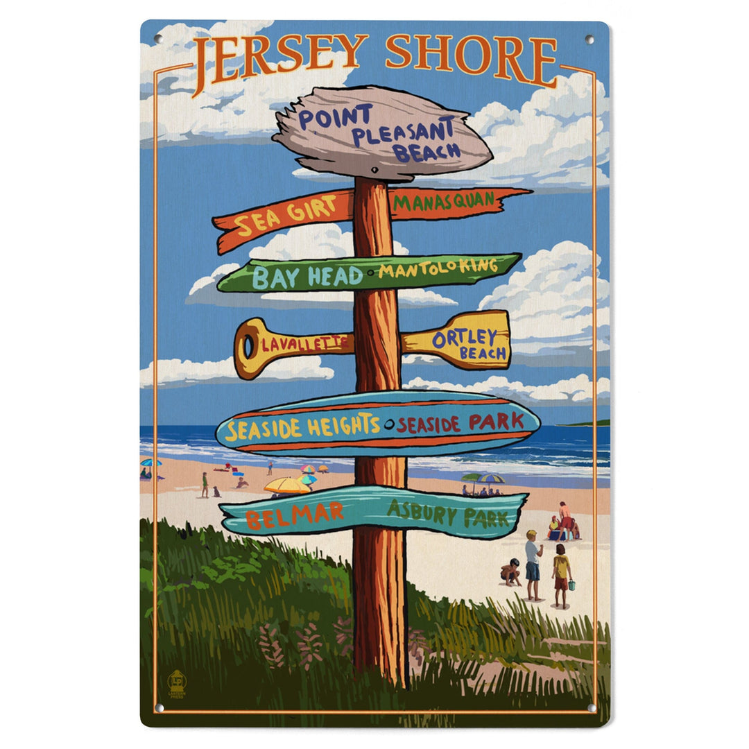 Point Pleasant Beach, New Jersey, Destinations Sign, Lantern Press Artwork, Wood Signs and Postcards Wood Lantern Press 