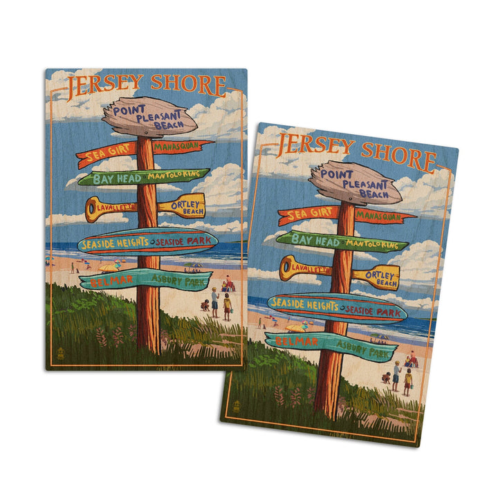 Point Pleasant Beach, New Jersey, Destinations Sign, Lantern Press Artwork, Wood Signs and Postcards Wood Lantern Press 4x6 Wood Postcard Set 