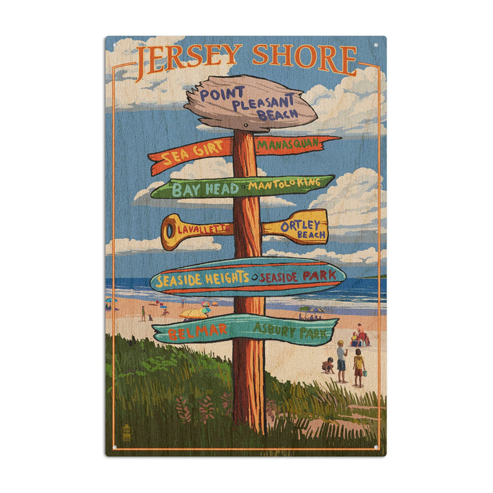 Point Pleasant Beach, New Jersey, Destinations Sign, Lantern Press Artwork, Wood Signs and Postcards Wood Lantern Press 6x9 Wood Sign 