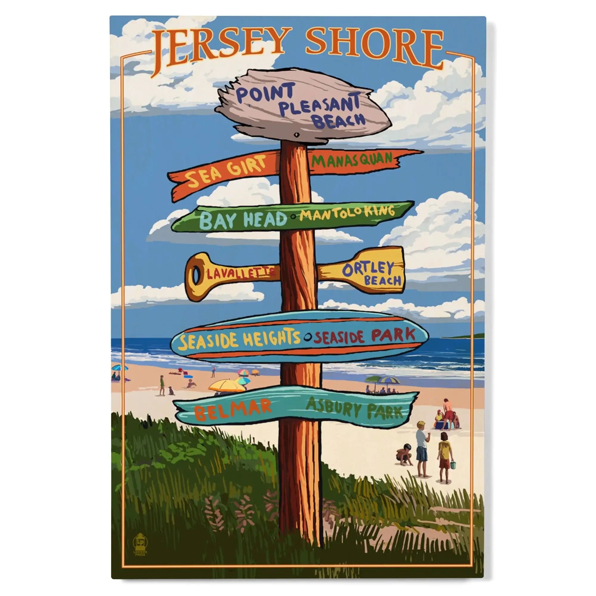 Point Pleasant Beach, New Jersey, Destinations Sign, Lantern Press