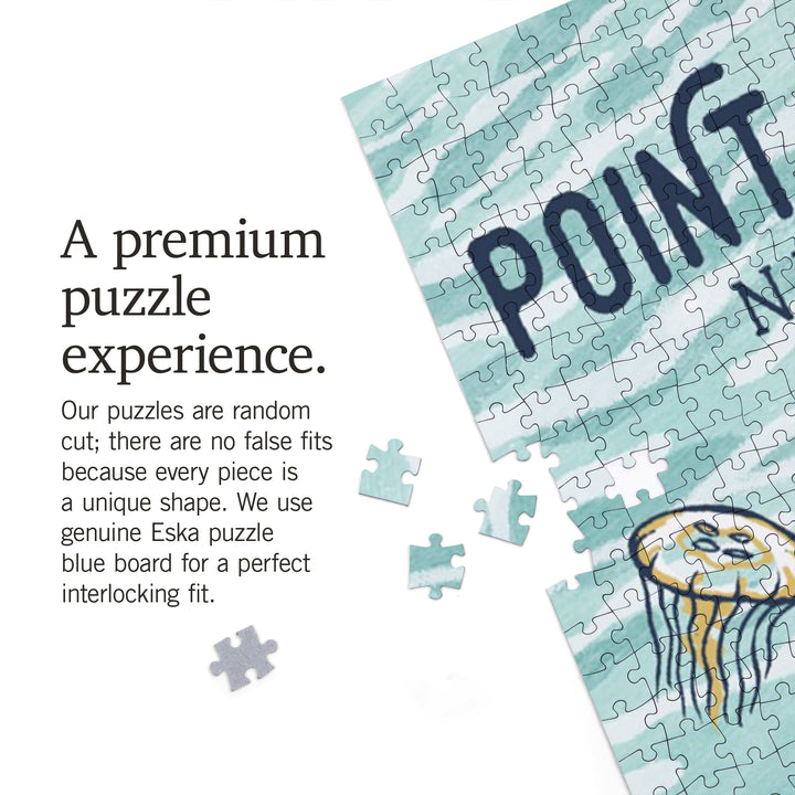 Point Pleasant Beach, New Jersey, Graphic Pastel, Sea Turtle, Jigsaw Puzzle Puzzle Lantern Press 