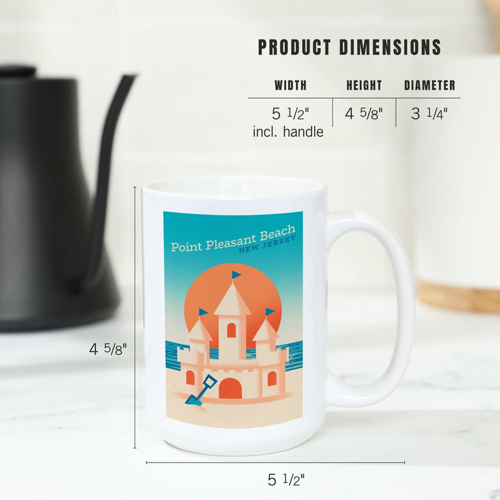 Point Pleasant Beach, New Jersey, Sun-faded Shoreline Collection, Sand Castle on Beach, Ceramic Mug Mugs Lantern Press 