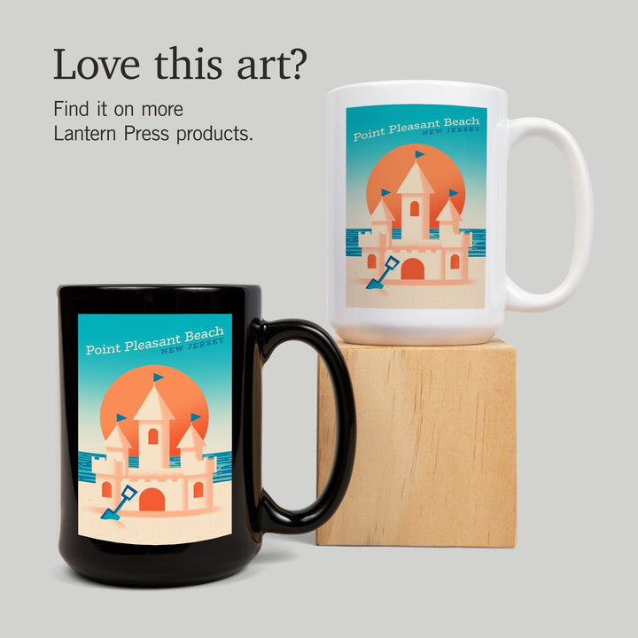 Point Pleasant Beach, New Jersey, Sun-faded Shoreline Collection, Sand Castle on Beach, Ceramic Mug Mugs Lantern Press 