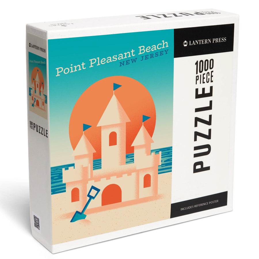 Point Pleasant Beach, New Jersey, Sun-faded Shoreline Collection, Sand Castle on Beach, Jigsaw Puzzle Puzzle Lantern Press 