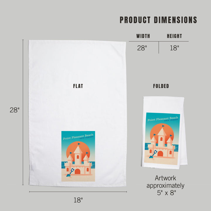 Point Pleasant Beach, New Jersey, Sun-faded Shoreline Collection, Sand Castle on Beach, Organic Cotton Kitchen Tea Towels Kitchen Lantern Press 