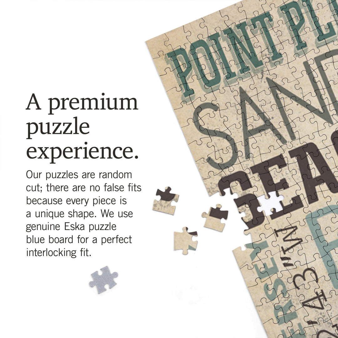 Point Pleasant Beach, New Jersey, Typography, Textured, Jigsaw Puzzle Puzzle Lantern Press 