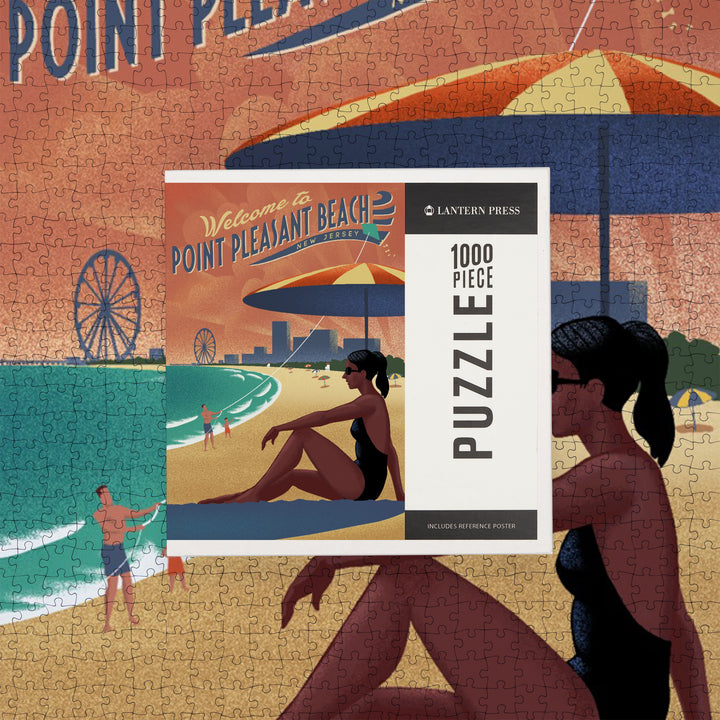 Point Pleasant, New Jersey, Beach Scene, Litho, Jigsaw Puzzle Puzzle Lantern Press 