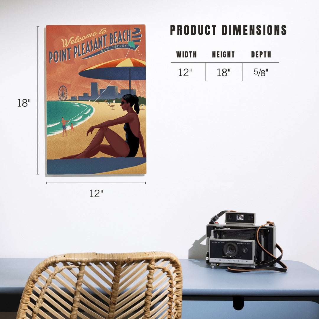 Point Pleasant, New Jersey, Beach Scene, Litho, Lantern Press Artwork, Wood Signs and Postcards Wood Lantern Press 