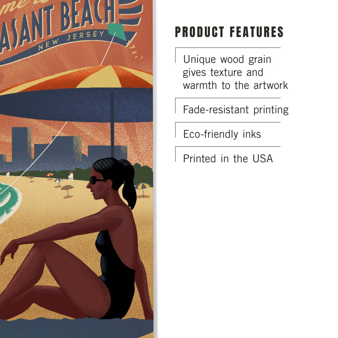 Point Pleasant, New Jersey, Beach Scene, Litho, Lantern Press Artwork, Wood Signs and Postcards Wood Lantern Press 