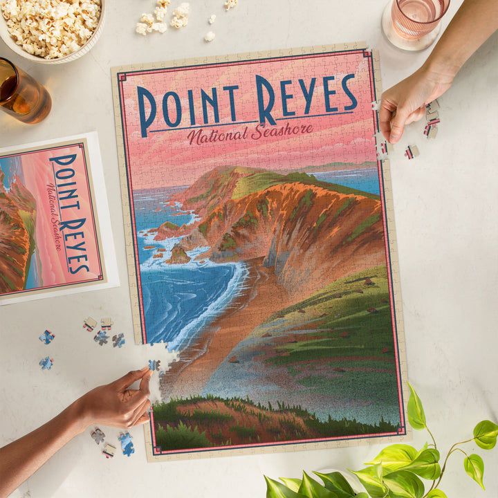 Point Reyes National Seashore, California, Lithograph, Jigsaw Puzzle Puzzle Lantern Press 