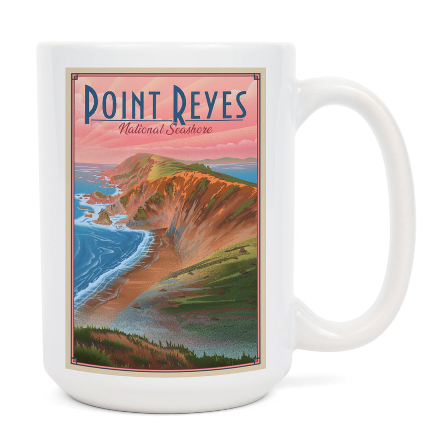 Point Reyes National Seashore, California, Lithograph, Lantern Press Artwork, Ceramic Mug Mugs Lantern Press 