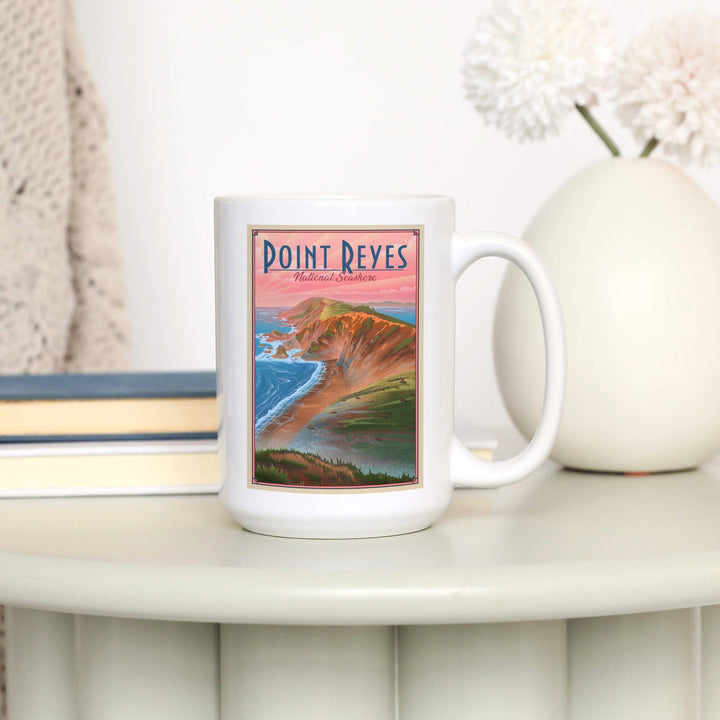Point Reyes National Seashore, California, Lithograph, Lantern Press Artwork, Ceramic Mug Mugs Lantern Press 