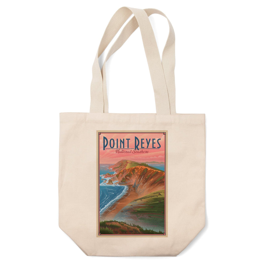 Point Reyes National Seashore, California, Lithograph, Tote Bag Totes Lantern Press 