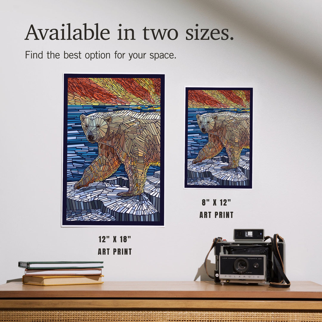 Polar Bear, Paper Mosaic, Art & Giclee Prints Art Lantern Press 