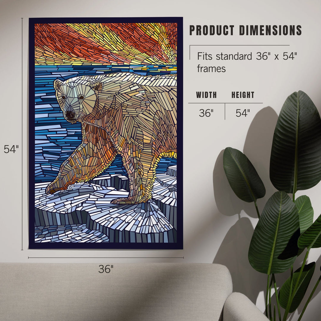 Polar Bear, Paper Mosaic, Art & Giclee Prints Art Lantern Press 